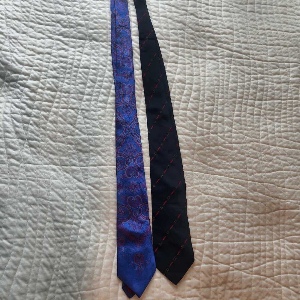 Elegant Blue and Black Men's Tie Set, Vintange - Picture 12 of 12